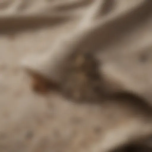 A close-up of moth larvae on clothing, highlighting signs of infestation.