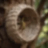 Close-up of a wasp nest in a tree