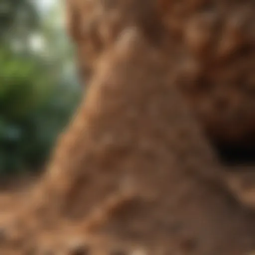 Close-up view of a termite mound