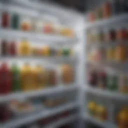 Organized refrigerator shelves with labeled containers