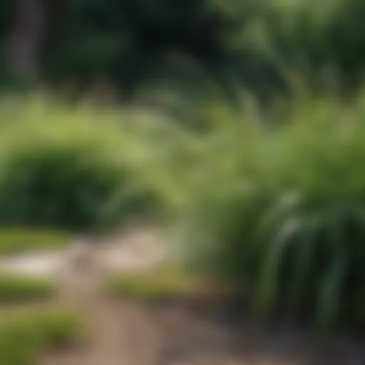 Close-up view of quack grass in a garden setting