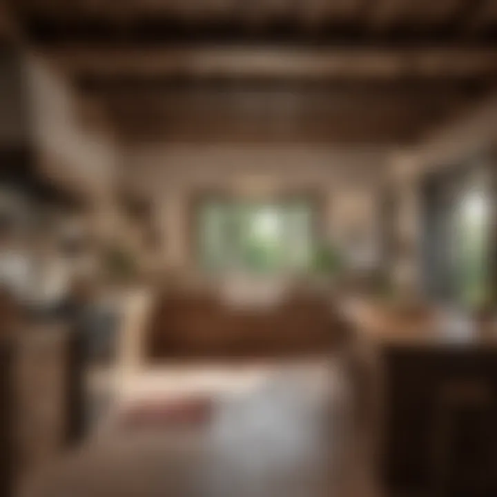 Rustic wooden beams and cabinetry in a Spanish kitchen