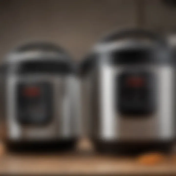 A side-by-side comparison of instant pots with detailed specifications.