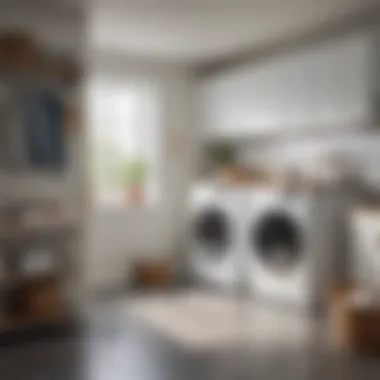 A neatly organized laundry room featuring high-quality front load washer and dryer set.