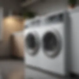 Close-up view of a modern front load washer showcasing its control panel and design.