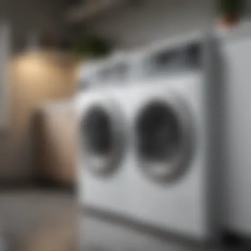 Close-up view of a modern front load washer showcasing its control panel and design.