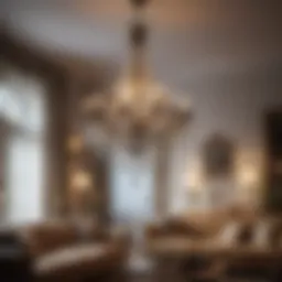 A stunning chandelier in a luxurious living room setting