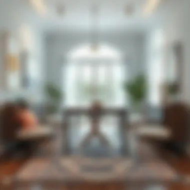 Proper placement of an area rug in a dining area