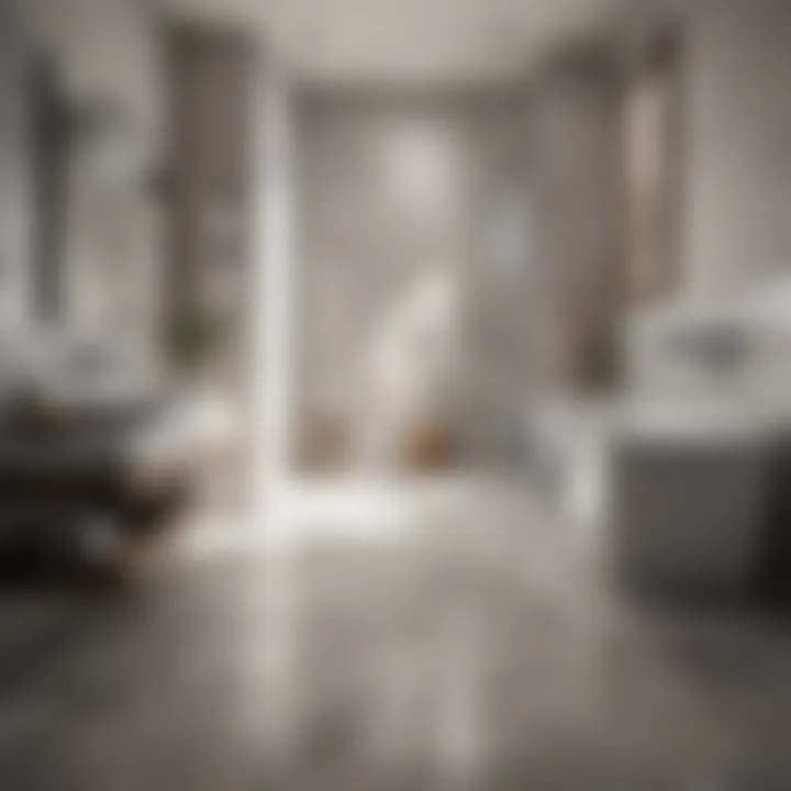 Elegant porcelain tiles showcasing a sleek bathroom design