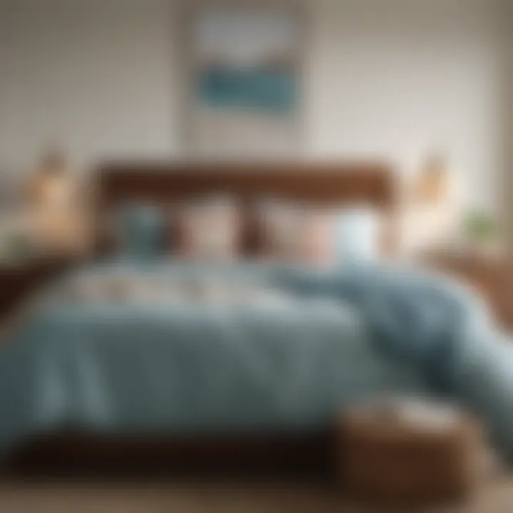 Stylish beach bedroom decor with comforter set
