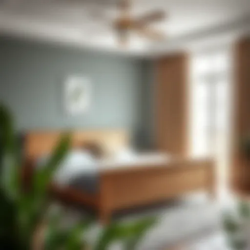 Elegant Wooden Bedframe Elegant wooden bedframe in a cozy bedroom setting