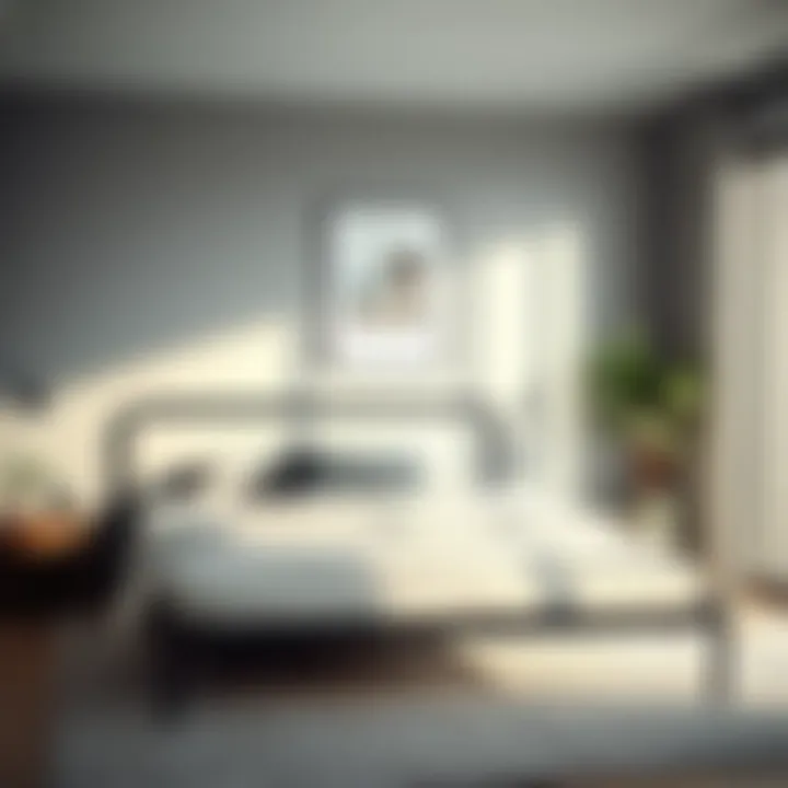 Sleek Modern Metal Bedframe Sleek modern metal bedframe with minimalist design