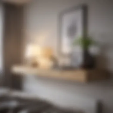 Modern Bedroom with Integrated Shelf Drawers Stylish modern bedroom featuring a minimalist shelf with integrated drawers