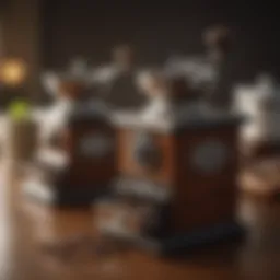 Different types of fine coffee grinders displayed