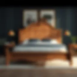 Elegant wooden queen bed frame showcasing craftsmanship