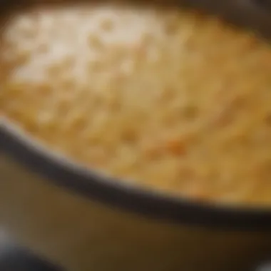 A close-up of the soup blending process showcasing smooth textures