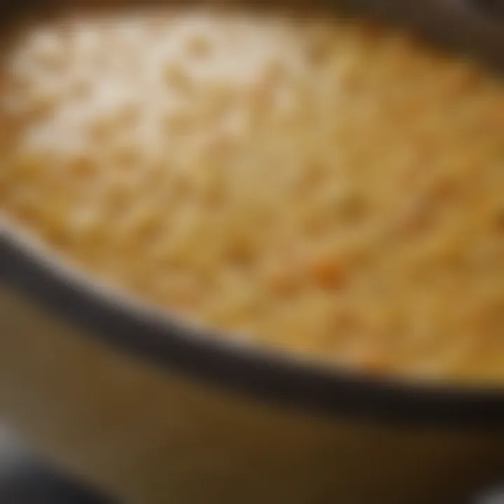 A close-up of the soup blending process showcasing smooth textures