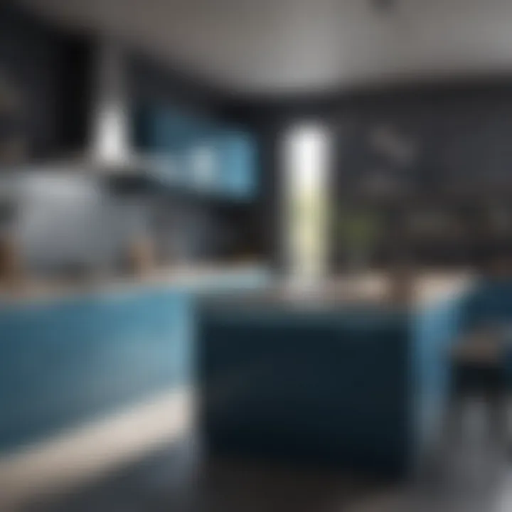 Stylish blue kitchen showcasing innovative designs