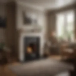 A cozy living room with a fireplace highlighting traditional heating methods