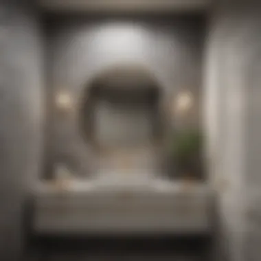 Elegant Geometric Wallpaper in Bathroom Elegant geometric wallpaper design in a modern bathroom