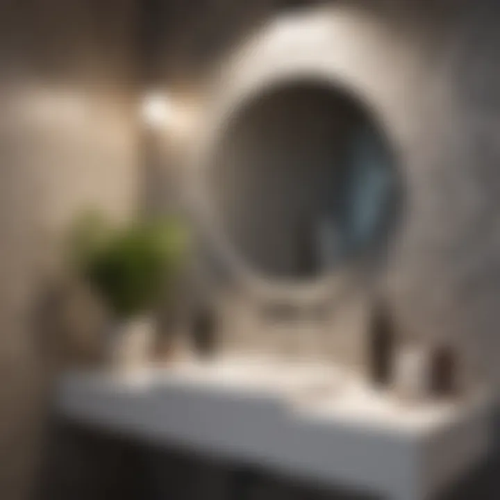 Textured wallpaper enhancing the depth of a bathroom space