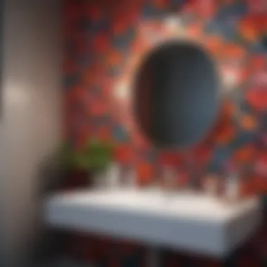 Vibrant floral wallpaper creating a fresh atmosphere in a bathroom