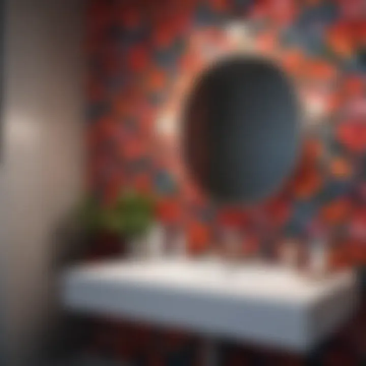 Vibrant floral wallpaper creating a fresh atmosphere in a bathroom