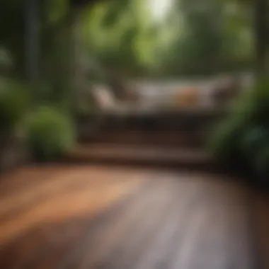 Lush outdoor space featuring a stained deck amidst greenery