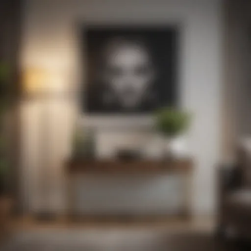 Elegant modern console table in a stylish living room setting.