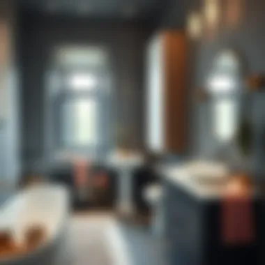 Elegant grey bathroom with modern fixtures