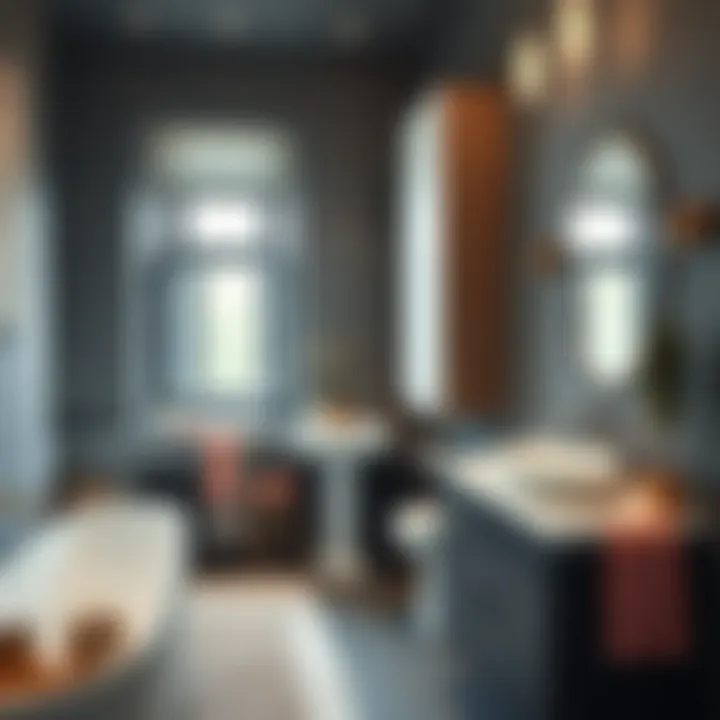 Elegant grey bathroom with modern fixtures