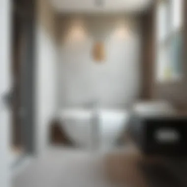 Textured grey tiles and minimalist decor