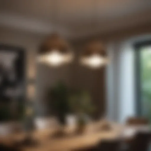 Elegant pendant light over a dining table