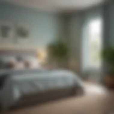 A serene bedroom with calming color palette