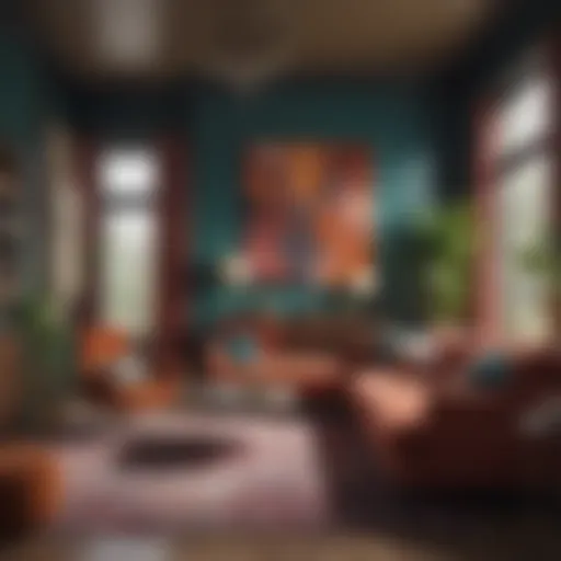 A vibrant living room showcasing a harmonious color scheme