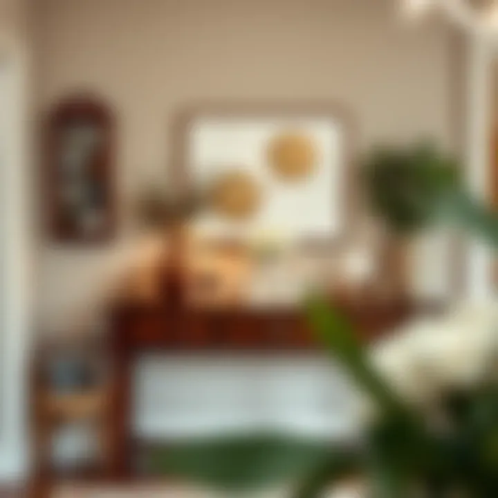 Console table adorned with decorative items