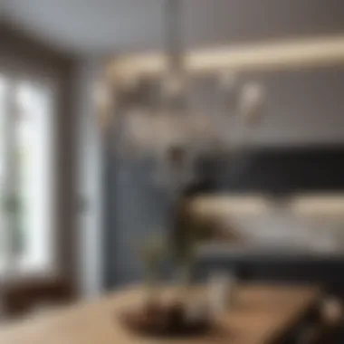 Modern Chandelier for Minimalist Kitchen Modern chandelier enhancing a minimalist kitchen design