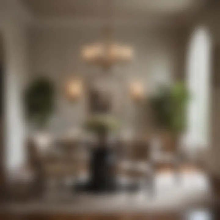 An elegant dining area accentuated with Magnolia Home paint hues