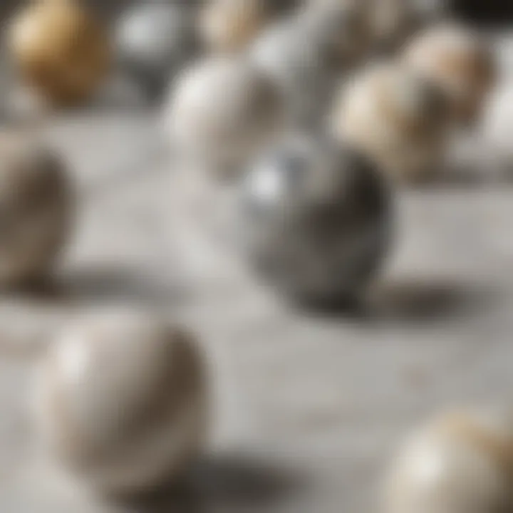 Close-up of different marble types ideal for bathrooms
