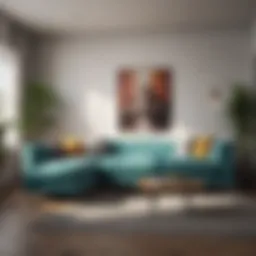 A stylish modern sofa in a contemporary living room setting