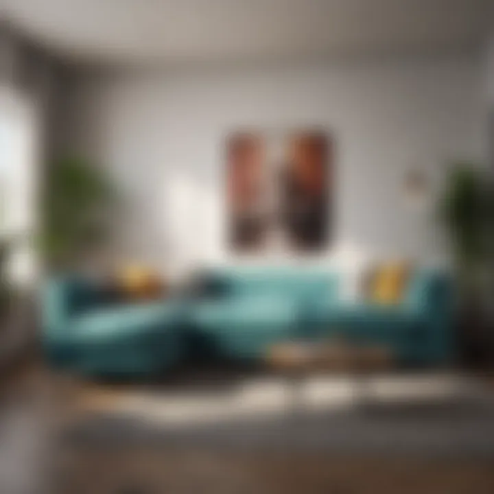 A stylish modern sofa in a contemporary living room setting