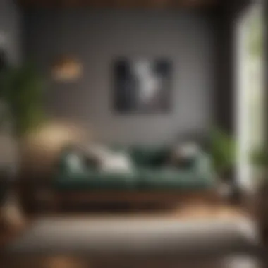 Stylish futon in a cozy guest room