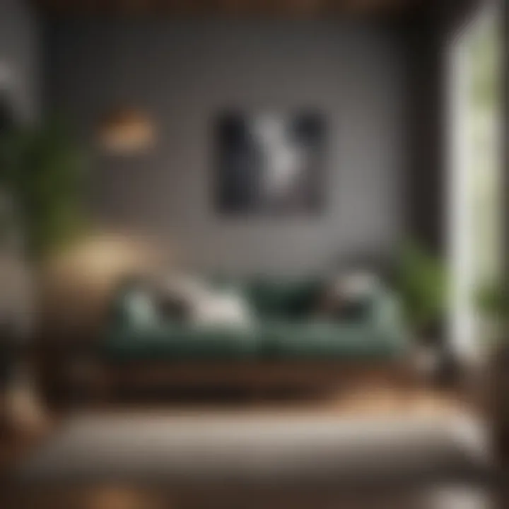 Stylish futon in a cozy guest room