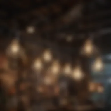 A curated selection of vintage light fixtures in a second-hand shop, highlighting unique craftsmanship.