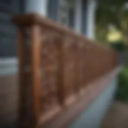 Elegant wooden porch railing with intricate designs