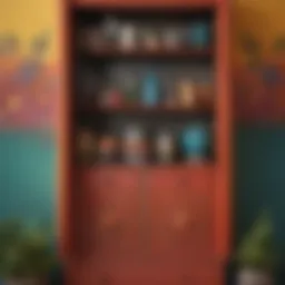 A beautifully painted cupboard showcasing a vibrant color palette