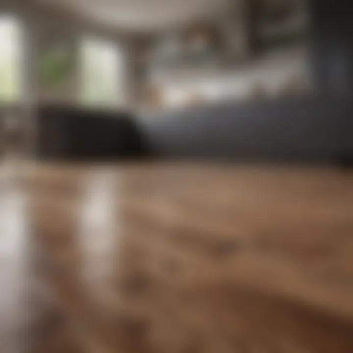 Elegant hardwood flooring showcasing natural grains in a modern kitchen.