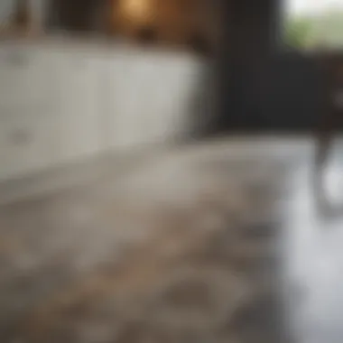 Natural stone flooring bringing a rustic charm to a contemporary kitchen.