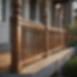 Elegant wooden porch railing showcasing craftsmanship.
