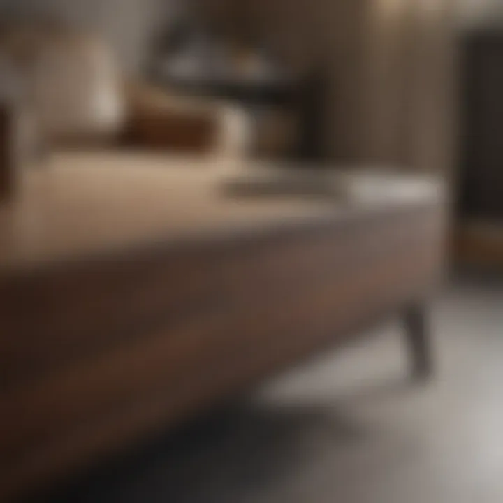 Before and after comparison of a furniture makeover using self-stick laminate.